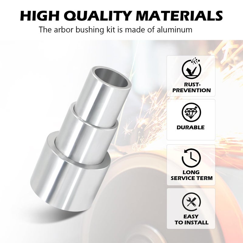 BLSGBUIDING Reducing Bushing Arbor Adapters for Bench Grinding Wheel, Aluminum Reducer 1" Thick with ID 1/2" OD 5/8" | ID 5/8" OD 3/4" | ID 3/4" OD 1"- 3-Piece Arbor Sleeve Kit - Image 3